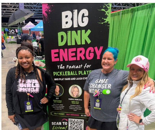 A crowd gathered around the Big Dink Energy booth at PickleCon